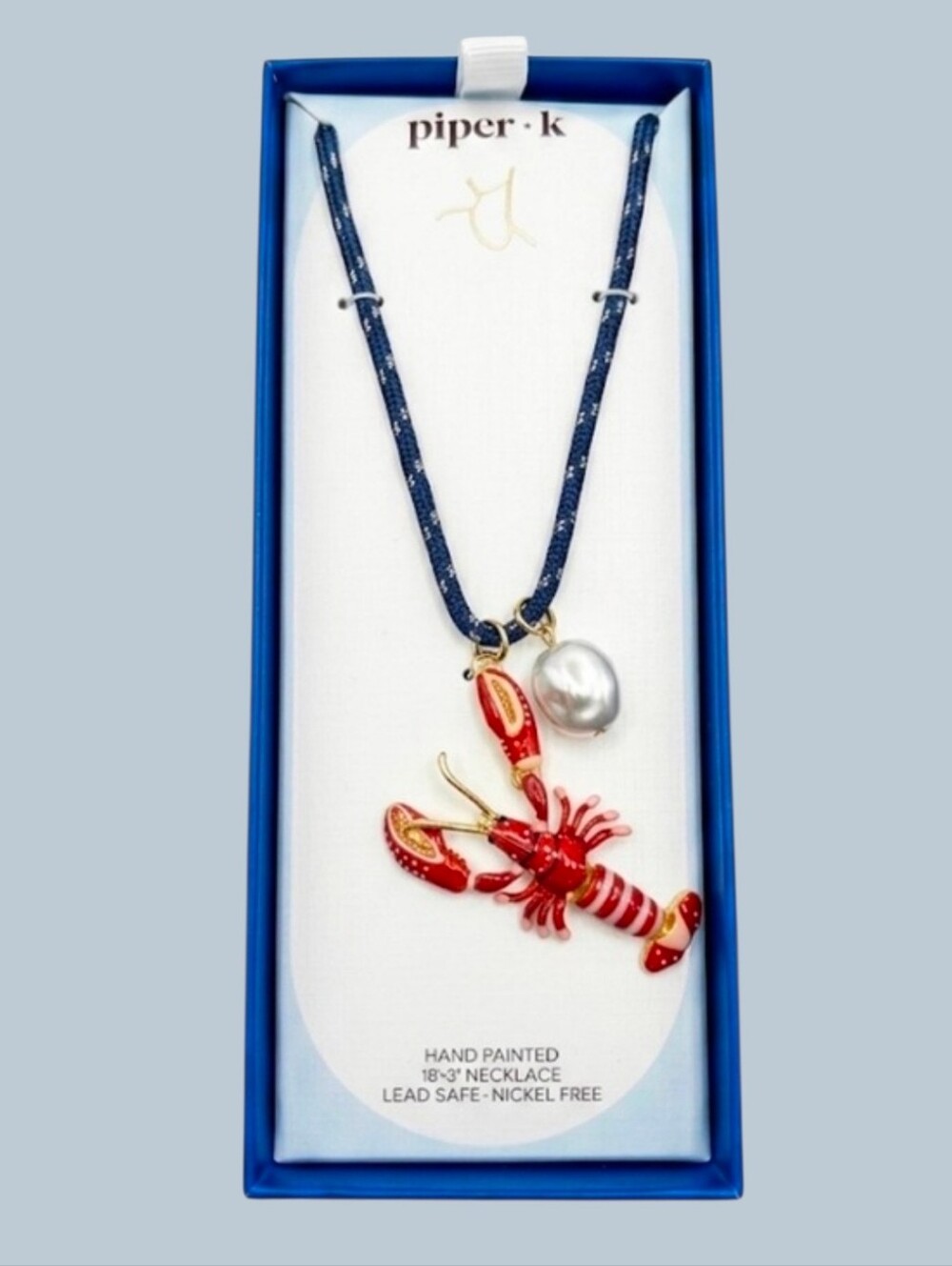 ๐ฆโช๏ธPiper K โช๏ธRed Lobster Pendant 19in Cord Necklace